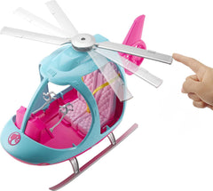 Barbie helicopter two-seater design enabling friend flights.