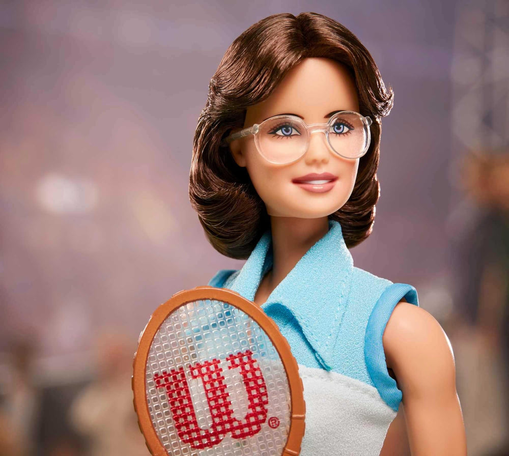 Barbie Billie Jean King doll with signature glasses adds authentic detail and display appeal
