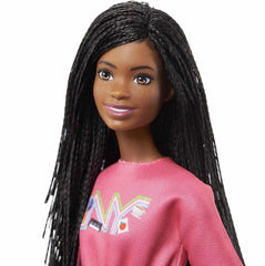 Barbie It Takes Two Brooklyn doll in pink NYC shirt, ready for stylish play.