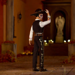 Barbie Ken Día de Muertos 2025 metallic gold trim on vest and pants
