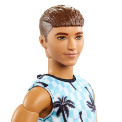 Barbie Ken doll checkered tee with palm tree for fashionable scenes