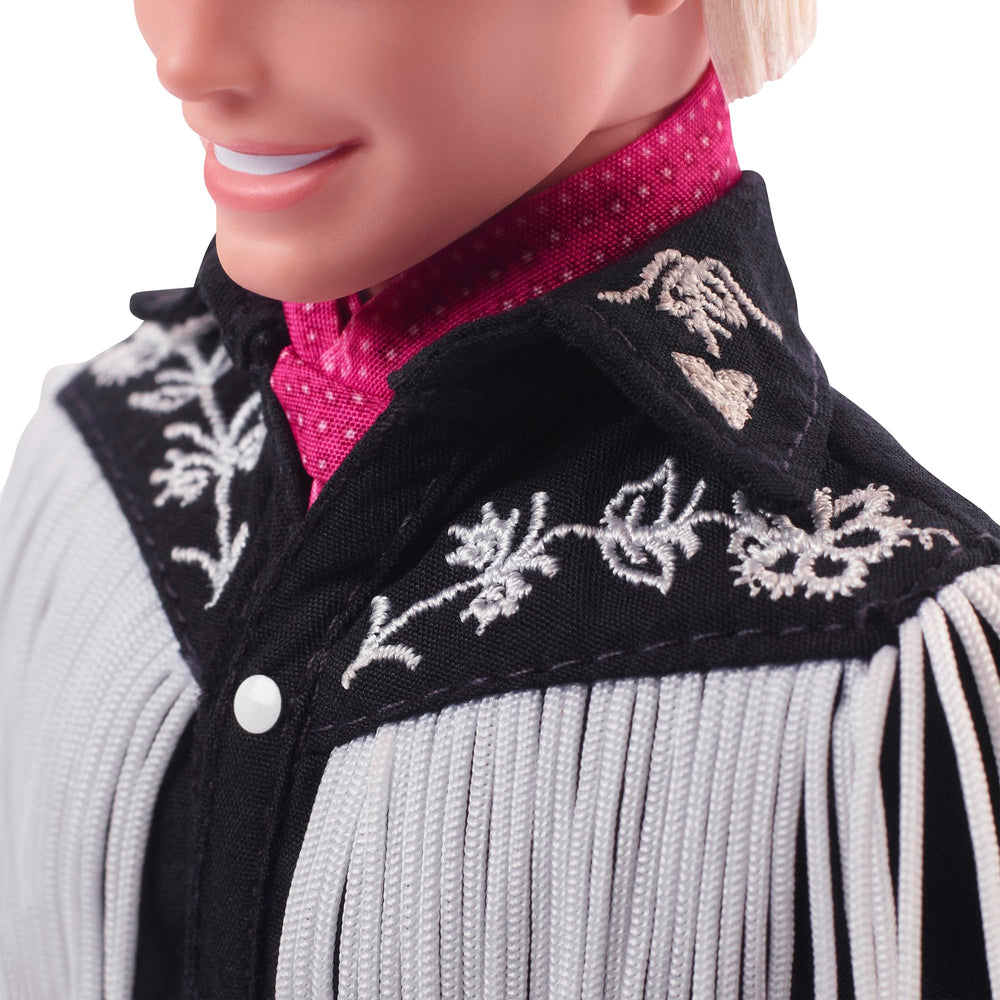 Barbie Ken embossed belt buckle detail enhances authenticity and display value.