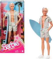 Barbie Ken doll in pastel pink and mint green stripes, ideal for display and gifting.