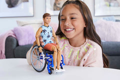 Close-up of Barbie Ken doll wheelchair detail for inclusive play
