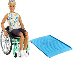 Barbie Ken Fashionistas 167 in wheelchair and ramp for accessible play.