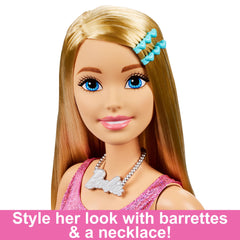 Barbie large doll articulated joints enable expressive posing for scenes.
