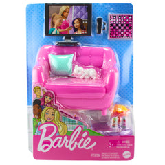 Barbie living-room accessories set expands play possibilities.