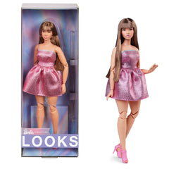 Barbie Looks No. 24 doll with brown hair in Y2K fashion, ideal for posing.