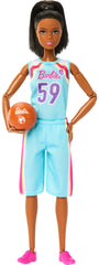 Barbie Made to Move brunette basketball player on court, ready for action.