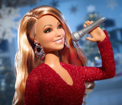 Barbie Mariah Carey doll with dramatic hem slit for dramatic holiday scenes