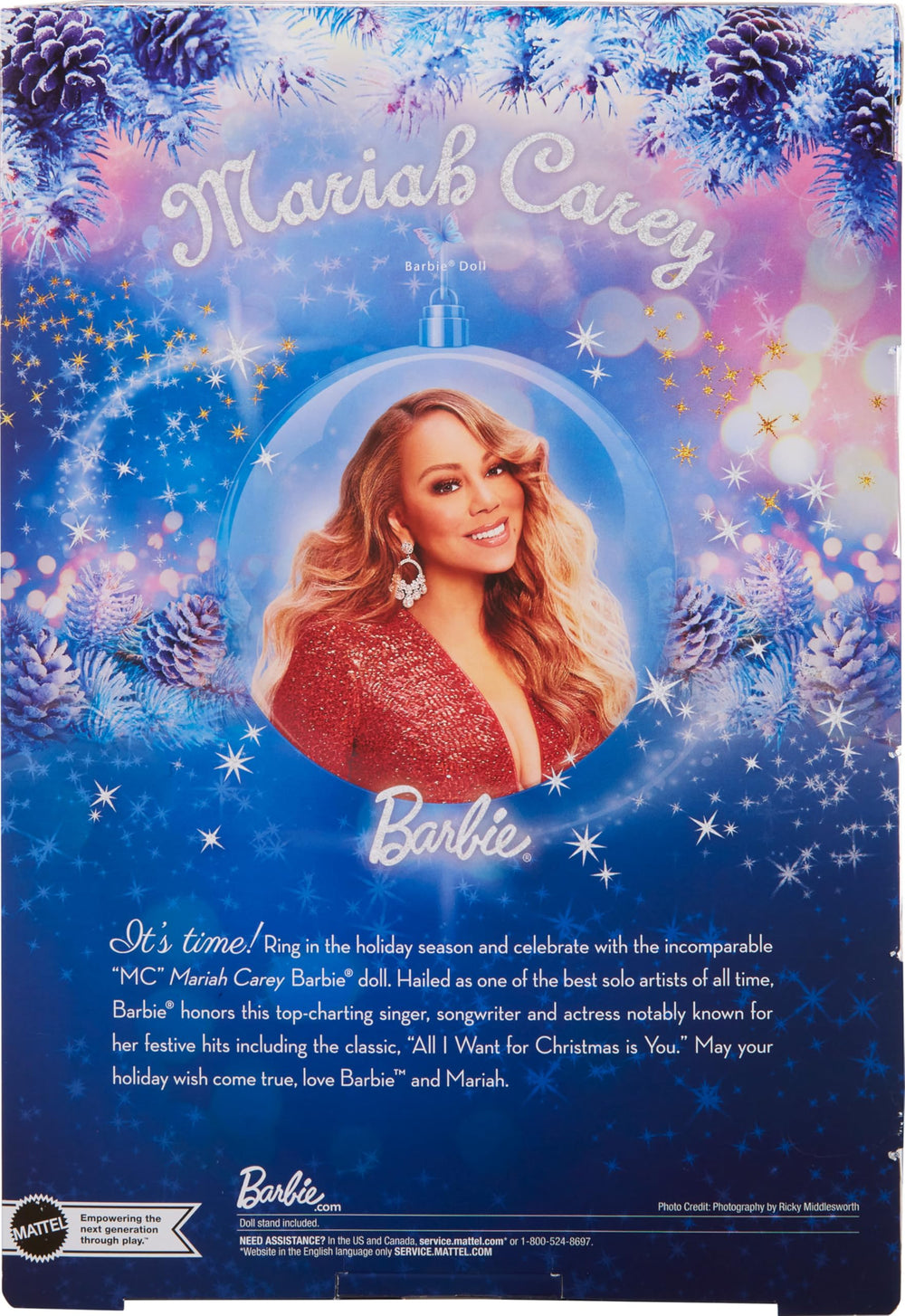 Barbie Mariah Carey holiday doll packaging and display box as a holiday centerpiece