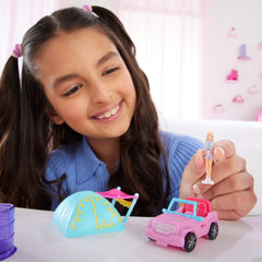 Barbie 1.5-inch doll bends to sit in the driver's seat for realistic mini driving