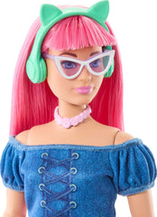 Barbie Mysteries Daisy doll with cat-ear headphones inspires engaging adventures.