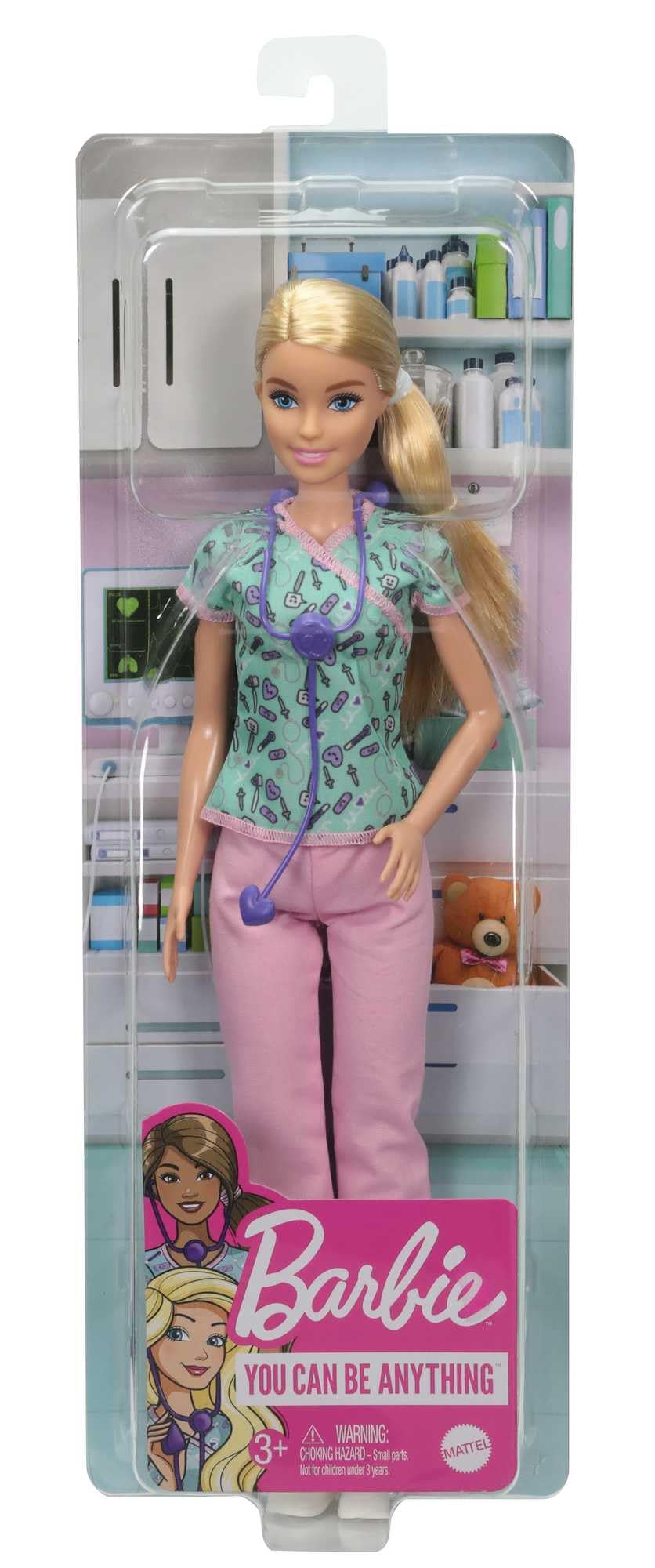 Barbie Nurse Blonde Doll close-up of the stethoscope accessory for caring moments.