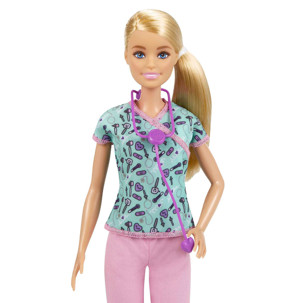 Barbie Nurse Blonde Doll wearing white shoes for everyday clinical storytelling.