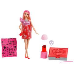 Barbie Party Unboxed Glam Party hair towel and face mask reveal captivating makeover play