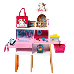 Barbie pet boutique color-change puppy demonstrates playful transformations with warm water.