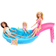 Barbie in tropical sunset swimsuit ready for poolside adventures