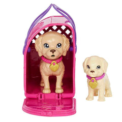 Barbie Pup Adoption color-change action showing puppy transformation with water.