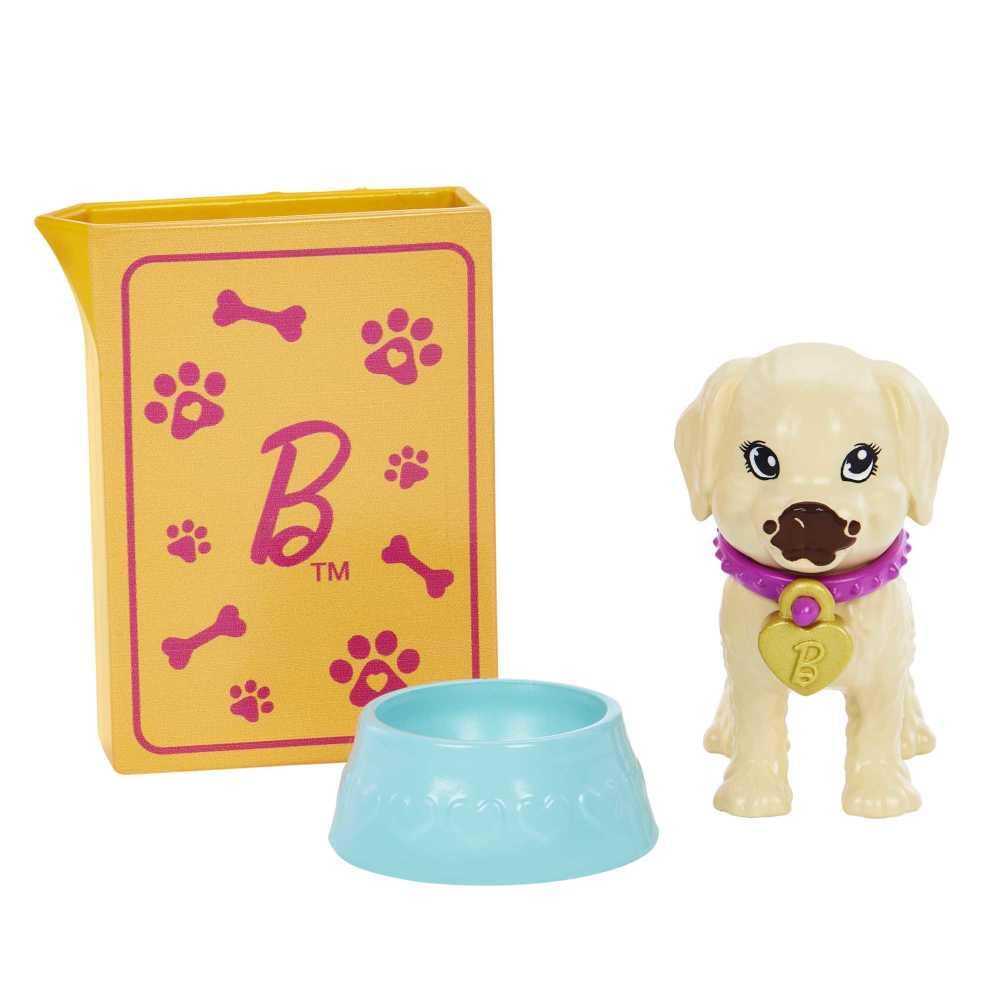 Barbie Pup Adoption feeding moment with bottle and cold water effect.