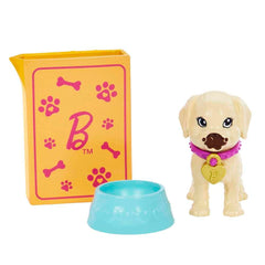Barbie Pup Adoption feeding moment with bottle and cold water effect.