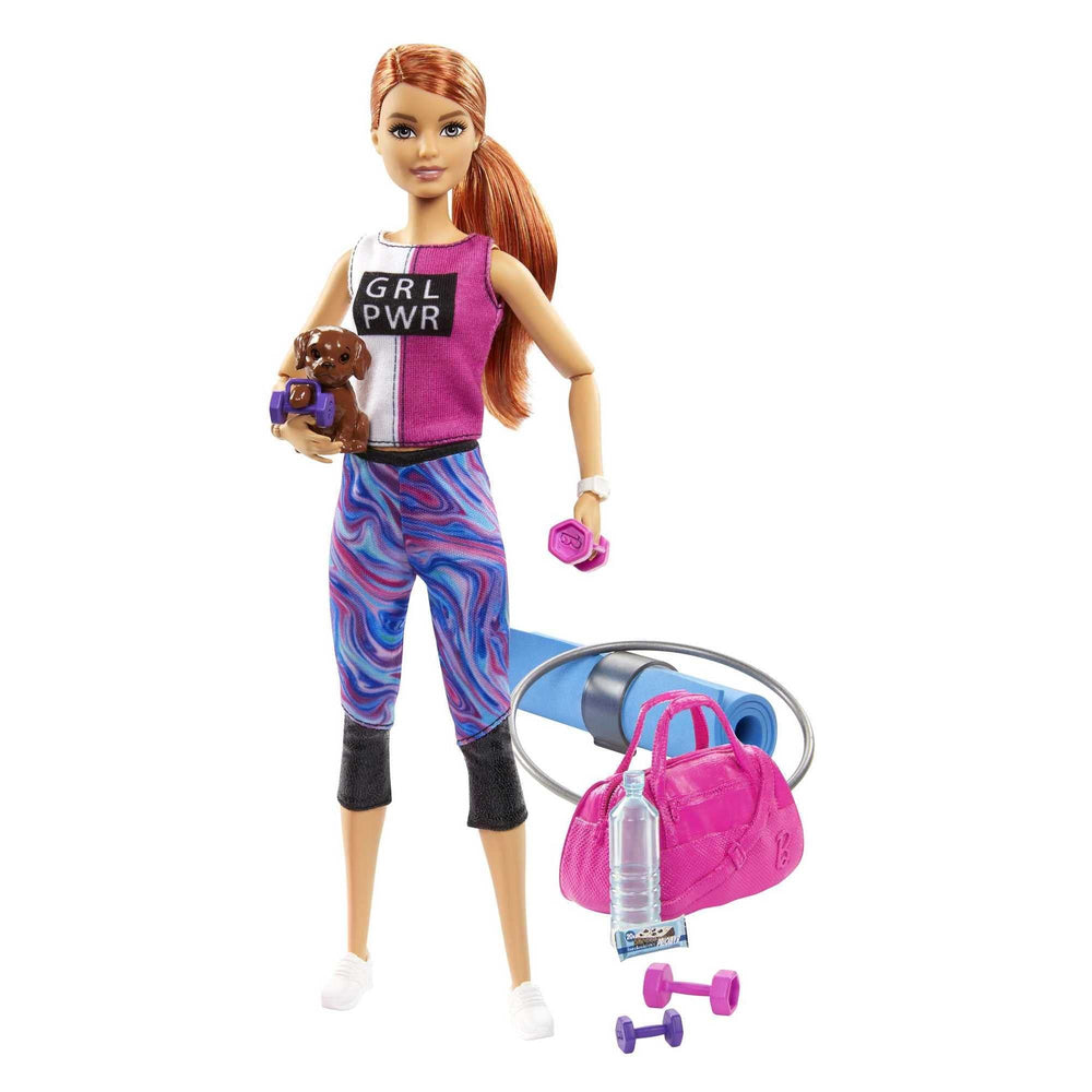 Barbie wellness doll with yoga mat promotes imaginative self-care play