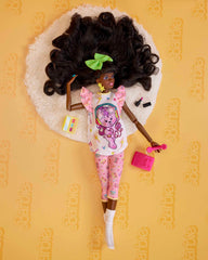 Barbie Rewind doll wearing printed pajama set for bedtime scenes