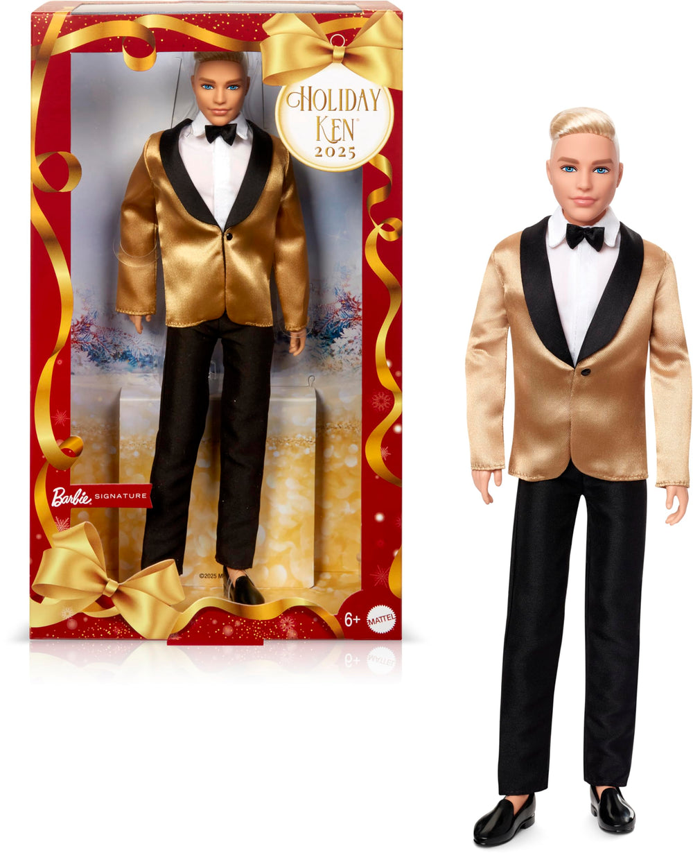 Barbie Signature 2025 Holiday Ken doll in display packaging for collectors.
