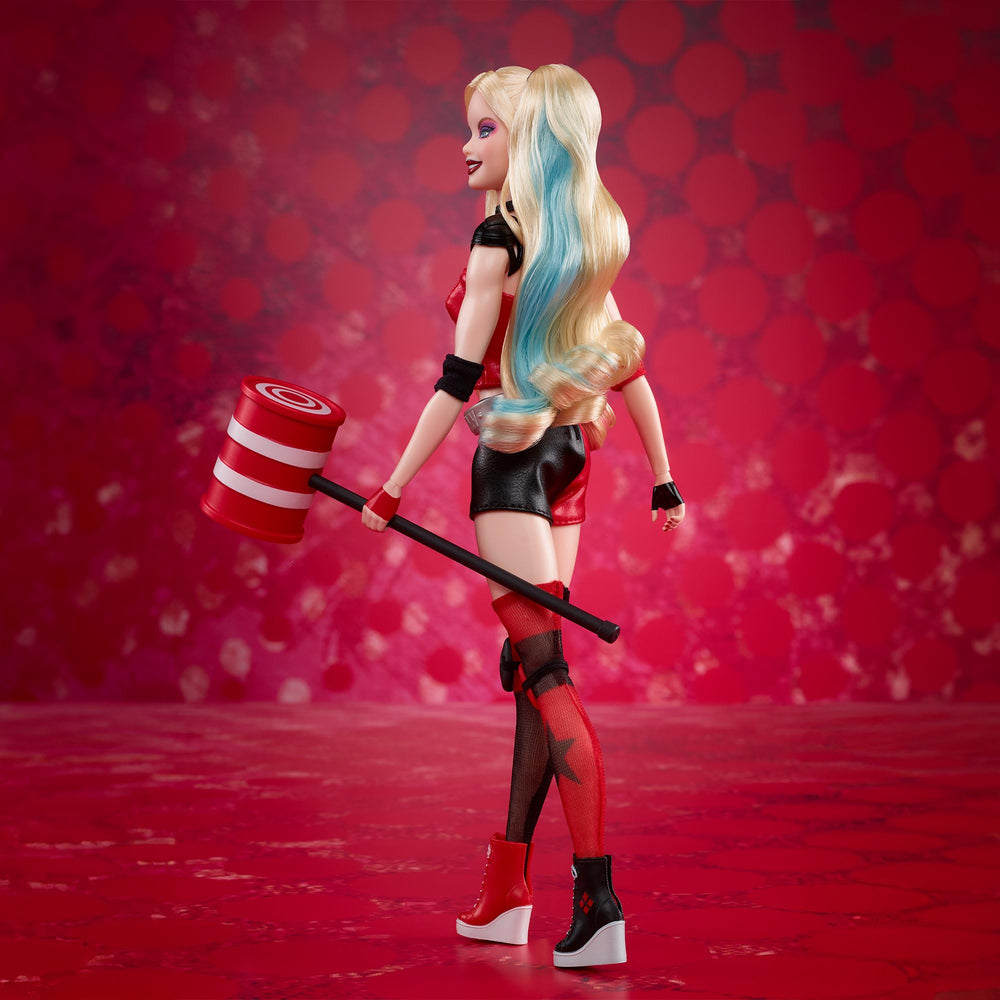 Barbie Signature Harley Quinn closeup highlighting mischievous smile and high-detail features