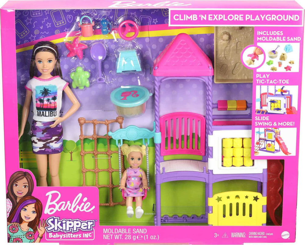 Barbie Skipper Babysitters Inc. three molds and shovel enable repeat sand creations.