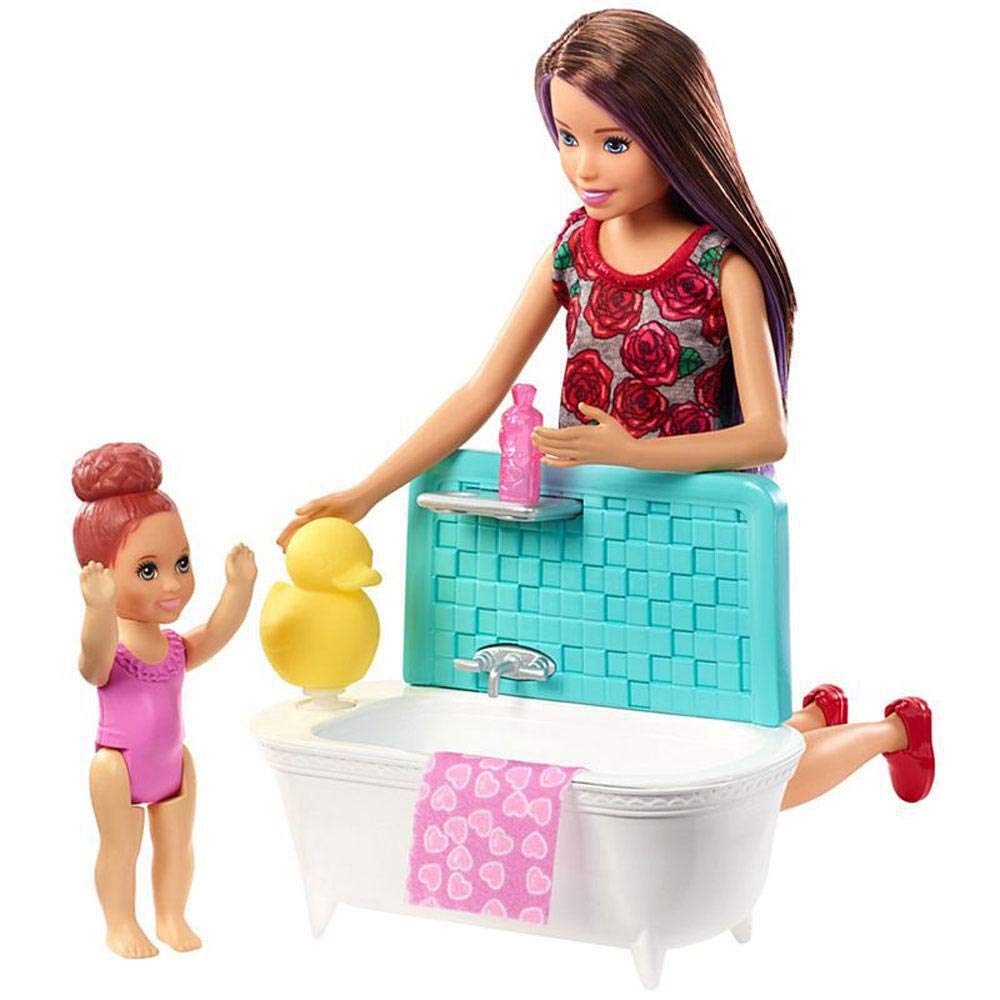Barbie Skippers bathtime set with tub for imaginative play and storytelling.