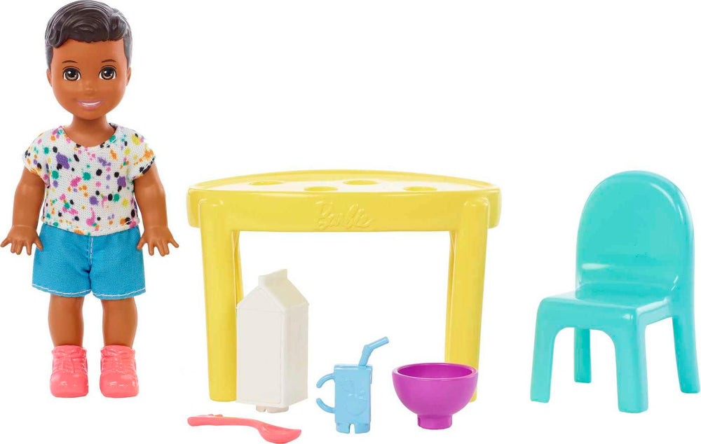 Barbie Skipper Babysitters Inc food-themed pieces including bowl and spoon for pretend meals.