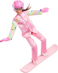 Barbie Careers Snowboarder doll with helmet and goggles for safe-inspired fun.