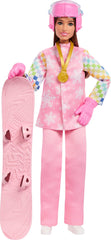 Barbie Careers Snowboarder doll wearing pink jacket for imaginative winter adventures.