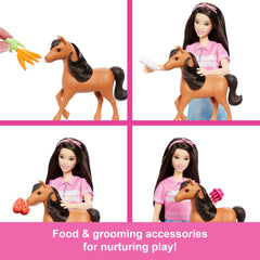 Barbie Stable Playset: Renee doll ready for storytelling with pony.
