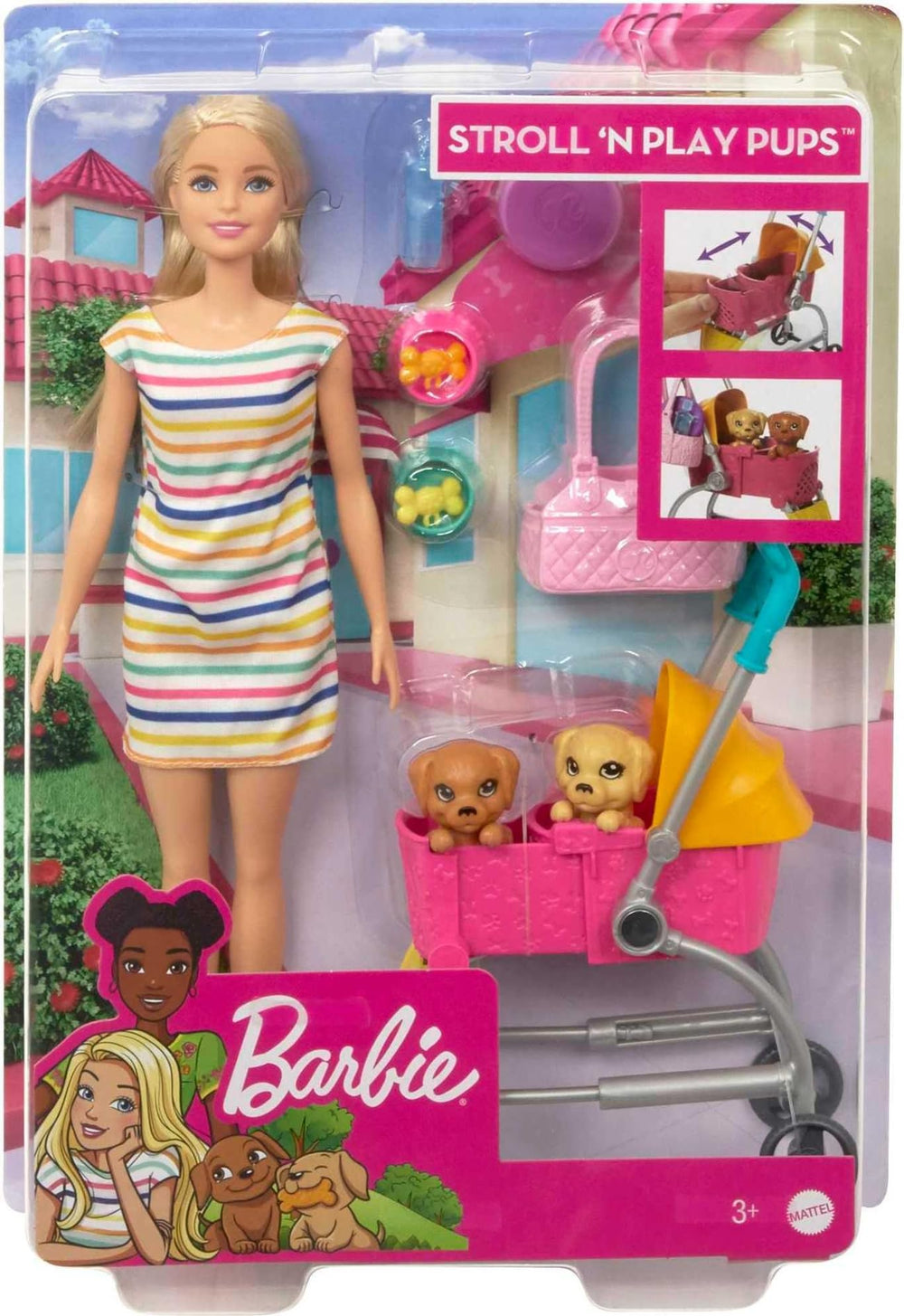 Barbie Stroll 'n Play Pups frisbee for park adventures.