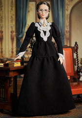 Barbie Susan B. Anthony doll stand and Certificate of Authenticity support lasting shelf presence.