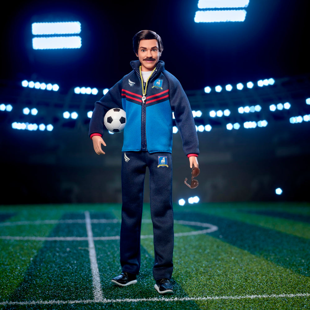 Barbie Ted Lasso AFC Richmond logo detail on sporty outfit for collectors