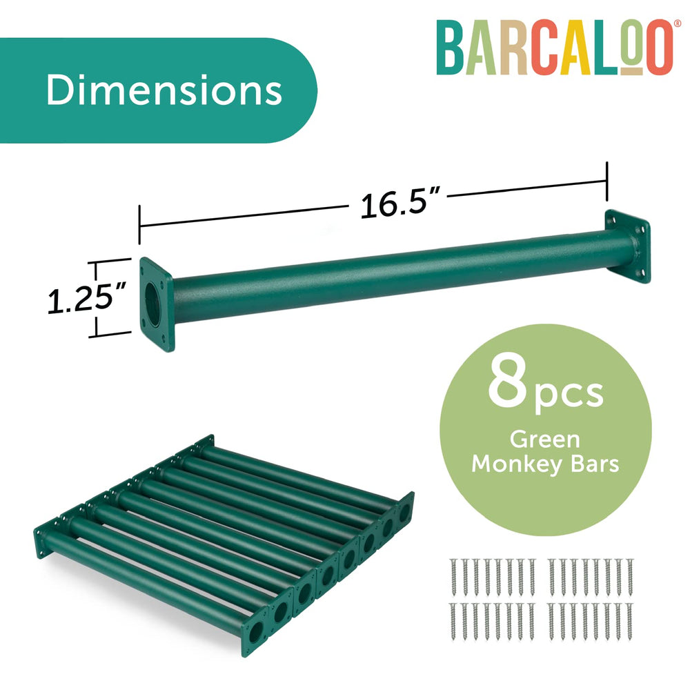Barcaloo monkey bars attachment mounted on sturdy plates for secure use