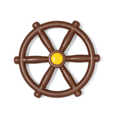 Barcaloo pirate ship wheel close-up in brown with smooth BPA-free surface for safe grip