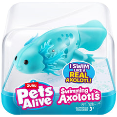 BargainsMania Pets Alive Swimming Axolotl Teal, an interactive water-activated toy that swims in five directions.