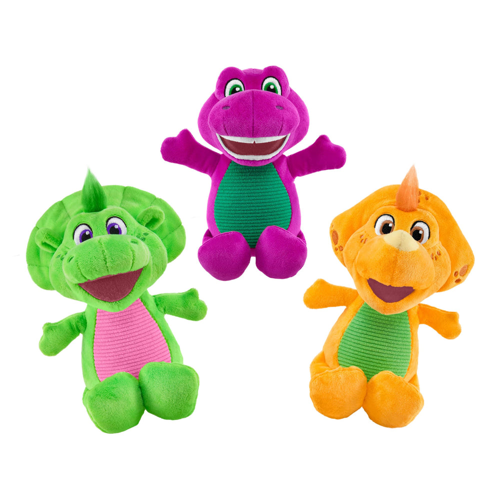 Barney plush is machine washable for easy cleaning after play.