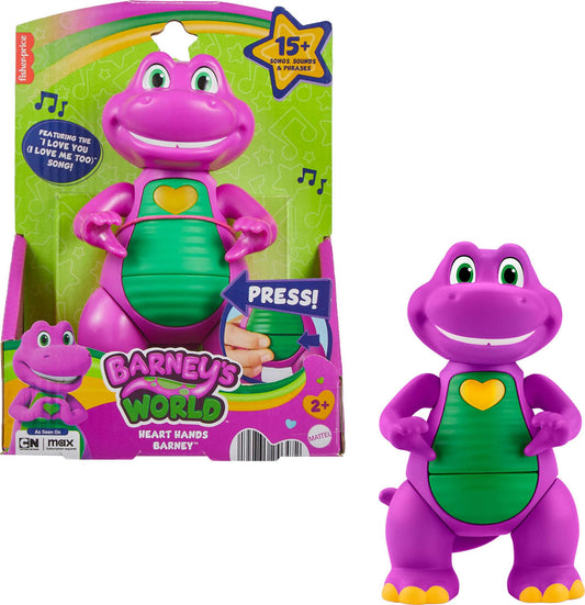 Barney's World musical toy heart-hands figure with interactive pose for imaginative play.