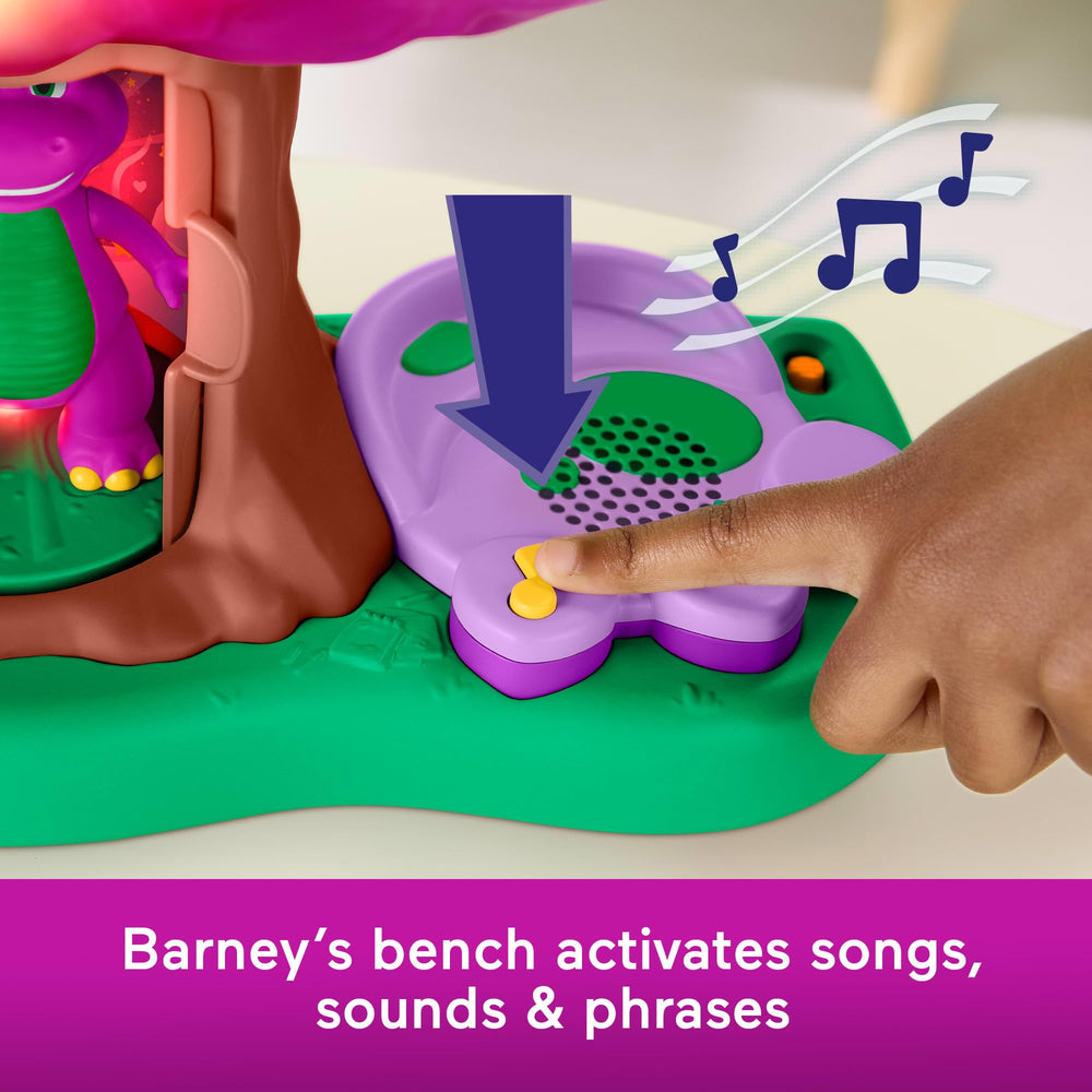 Barney's World tree window offers peek-a-boo play and exploration.