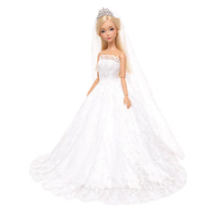 BARWA White Dress Veil Close-up showing delicate lace and satin finish.