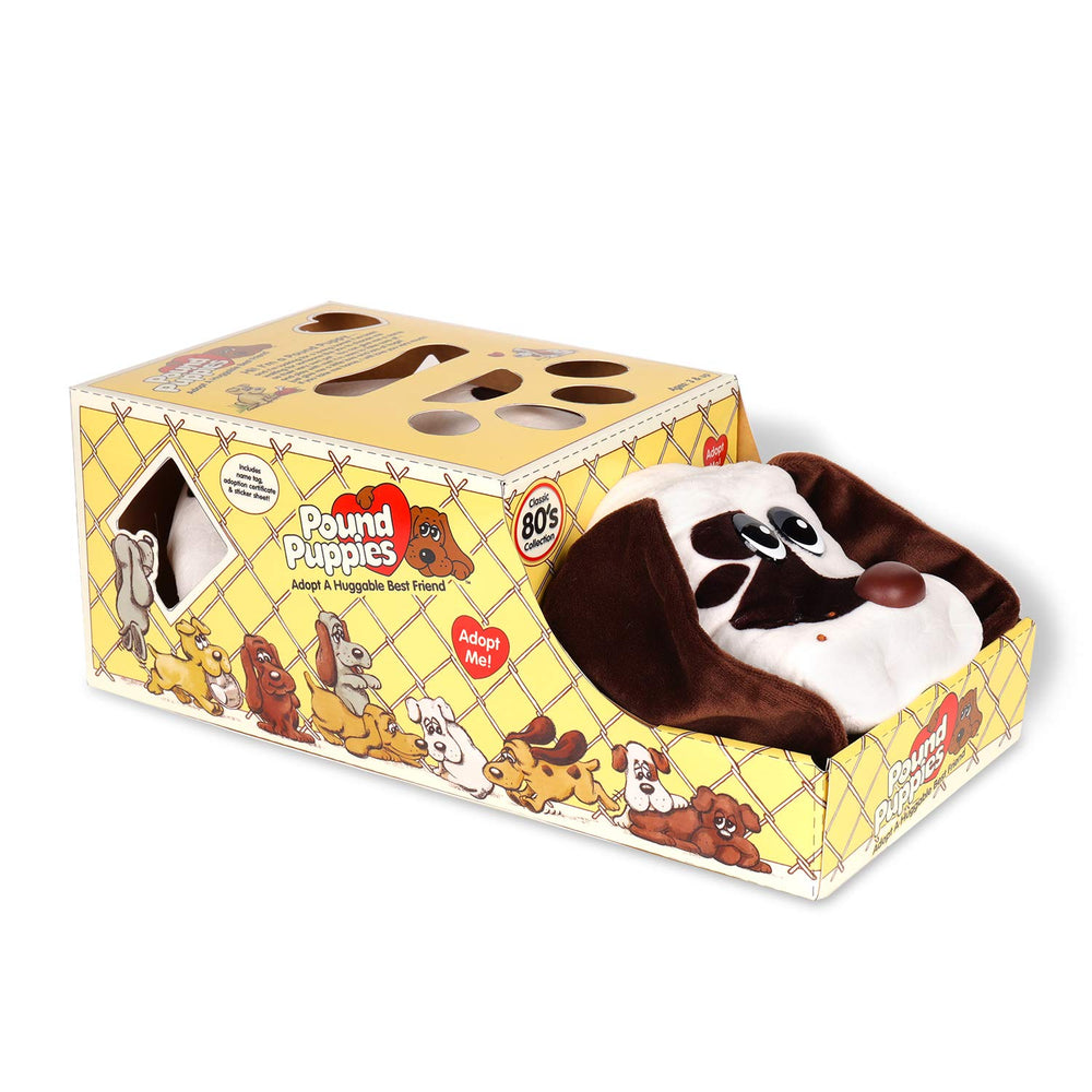 Basic Fun Pound Puppies in playful setting, ideal bedtime buddy and imaginative play.