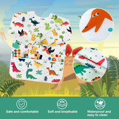 Lightweight pongee-based smock protects clothes during painting and crafts.