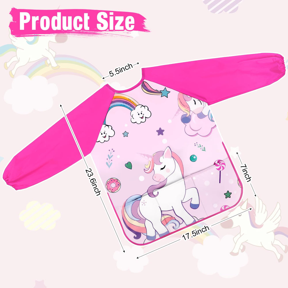 Bassion Kids Art Smock with pongee fabric waterproof keeps clothes clean during crafts.