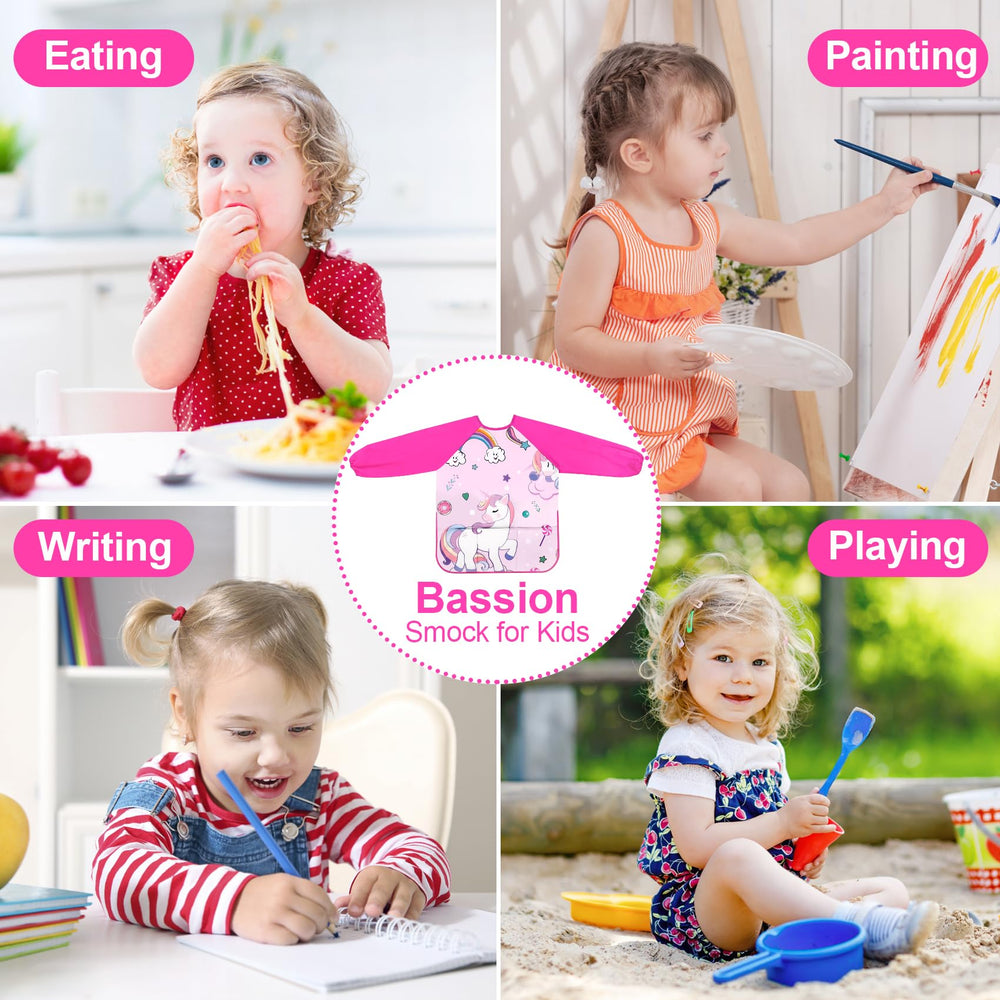 Bassion Kids Art Smock sized for ages 2 to 8 years for growing kids.