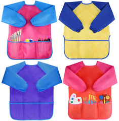 Bassion kids art smock with long sleeves protects clothes during painting sessions